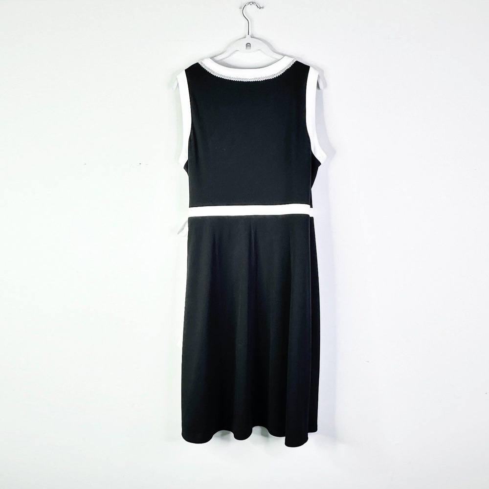 Tommy Hilfiger Dress Women 14 Black White Wrap Sleeveless Midi Corpcore Classic - Picture 3 of 9